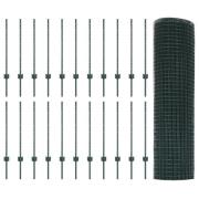 vidaXL Svetsad trådgaller med 22 U-stolpar Grön 0,8x50 m stål