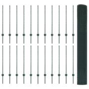vidaXL Svetsat Trådgärde med 22 U-Påsar Grön 1x50 m Stål