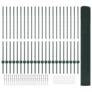vidaXL Svetsat Trådstängsel med 22 U-poster Grön 1.2x50 m Stål