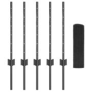 vidaXL Hönsnät Set 2-pack Grå Metall, plastbelagt tråd 10 x 0.5 m