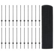 vidaXL svetsat trådstängsel med 22 U-poster Grå 0.8x50 m Stål