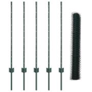 vidaXL Staketstolpar 5 st U-Kanal Grön 100 cm Stål, vidaXL Hexagonstak...