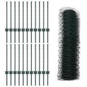vidaXL Stängselstolpar 11 st U-Kanal Grön 60 cm Stål, vidaXL Hexagonst...