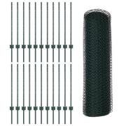 vidaXL Stängselstolpar 11 st U-Kanal Grön 80 cm Stål, vidaXL Hexagonst...