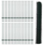 vidaXL Staketpinnar 11 st U-Kanal Grön 120 cm Stå, vidaXL Hexagon Stak...