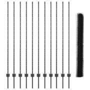 vidaXL Trädgårdsstaketset Set med 2 Grå Metall 25 x 1,5 m Robust