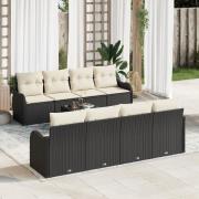 vidaXL 9-delad Trädgårdsoff Set med Kuddar Svart Poly Rattan, vidaXL 2...