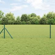vidaXL Hexagonstaket Grön 0.8x50 m Stål, vidaXL Staketstolpar 13 st Gr...