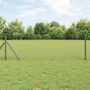 vidaXL Hexagon Stängsel Grå 0.4x10 m Stål, vidaXL Stängselstolpar 7 st...