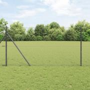 vidaXL Hexagon Stängsel Grå 10 x 1.4 m Stål, vidaXL Stängselstolpar 7 ...