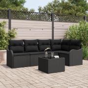 vidaXL 6-delat trädgårdsoffaset med kuddar beige poly rattan, vidaXL 2...