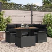 vidaXL 5-delat trädgårdsoffaset med kuddar svart poly rattan, vidaXL 2...