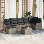 vidaXL 8-delat trädgårdsofa-set med dynor Grå Poly Rotting, vidaXL 2-s...
