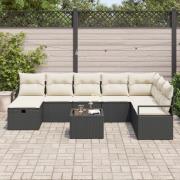 vidaXL 9 Delars Trädgårdssoffset Med Kuddar Svart Poly Rattan, vidaXL ...