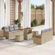 vidaXL 9-delat trädgårdssoffset med dynor i beige poly rattan, vidaXL ...