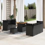 vidaXL 8-delat trädgårdsoffset med kuddar svart Poly Rattan, vidaXL 3-...