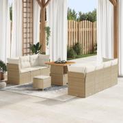 vidaXL 10-delars trädgårdsoffasett med kuddar Beige Polyrotting Akacia...
