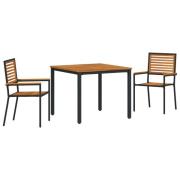 vidaXL 3 Delar Trädgårdsmatsalsset Svart Poly Rattan Akacia, vidaXL St...