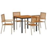 vidaXL 5-delat trädgårdsbord set Beige poly rotting Akacia, vidaXL Sta...