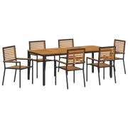 vidaXL 7 Delars Trädgårds Matset Svart Poly Rattan Akacia
