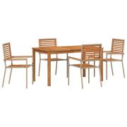 vidaXL 5-delad Trädgårdsamatörset Beige Poly Rattan Akacia, vidaXL Sta...