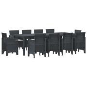 vidaXL 11-delars Trädgårdsmöbelset med kuddar i anthracite poly rattan