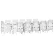vidaXL 13-delars Trädgårdsmatbord med Kuddar Vit Poly Rattan, vidaXL T...