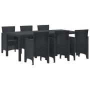 vidaXL 7 Delars Trädgårds matsalsset Antracit Poly Rattan