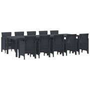 vidaXL 11-delar Trädgårds Matsal Set Antracit Poly Rattan, vidaXL Träd...
