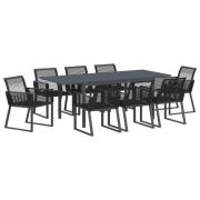 vidaXL 9-delat Trädgårdsdining set Svart Poly Rattan, vidaXL Utdragbar...