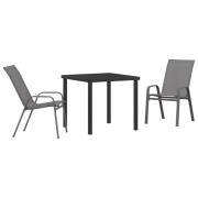 vidaXL 3-delars Trädgårdsdining Set Grå Textilene och Stål, vidaXL Trä...