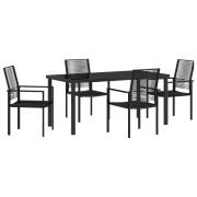 vidaXL 5-delat trädgårdsdining set svart PVC Rattan