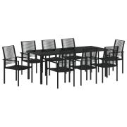 vidaXL 9-delars TrädgårdsMatsalset Svart PVC Rattan