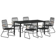 vidaXL 7-delade trädgårdsbord Svart PVC-rattan