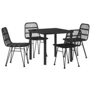 vidaXL 5-delat trädgårdsdining-set svart poly rattan