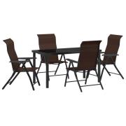 vidaXL 5-delat trädgårdsmatsal set brun poly rattan