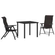 vidaXL 3-delars Trädgårdsset Svart Poly Rattan