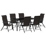 vidaXL 7-delat trädgårdsdining set svart poly rattan