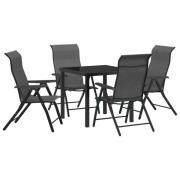 vidaXL 5-delad Trädgårdsdining Set Grå Poly Rattan