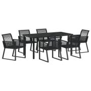 vidaXL 7-delars Trädgårdsset Svart Poly Rattan