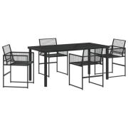 vidaXL 5-delars trädgårdsmatbord set i svart poly rattan