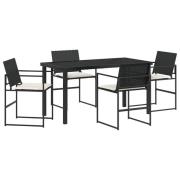 vidaXL 5-delars Trädgårds Matset med Kuddar Svart Poly Rattan