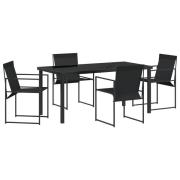 vidaXL 5-delat trädgårdsdining-set svart Textilene och stål