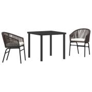 vidaXL 3-delars Trädgårds Matsalsset Brun Poly Rattan