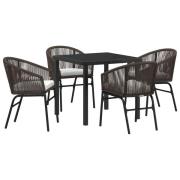 vidaXL 5-delat trädgårdsset brunt poly rattan