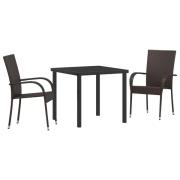 vidaXL 3 Delars Trädgårds Matset Brun Poly Rattan