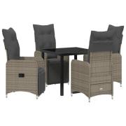 vidaXL 5-delat Trädgårds Matsätt med Kuddar Beige Poly Rattan