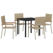 vidaXL 5 Delar Trädgårdsmöbelset Beige Poly Rattan