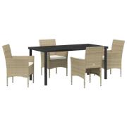 vidaXL 5-delars Trädgårds Matgrupp Beige Poly Rattan