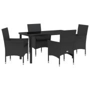vidaXL 5 Delars Trädgårdsset med Kuddar Svart Poly Rattan, vidaXL Träd...